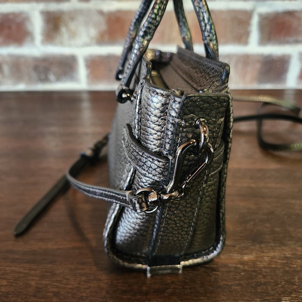 New Coach Mini Swagger 15 In Pebble Leather Gray Metallic Crossbody Bag 54625 - Picture 3 of 12